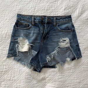 hidden jeans distressed denim shorts